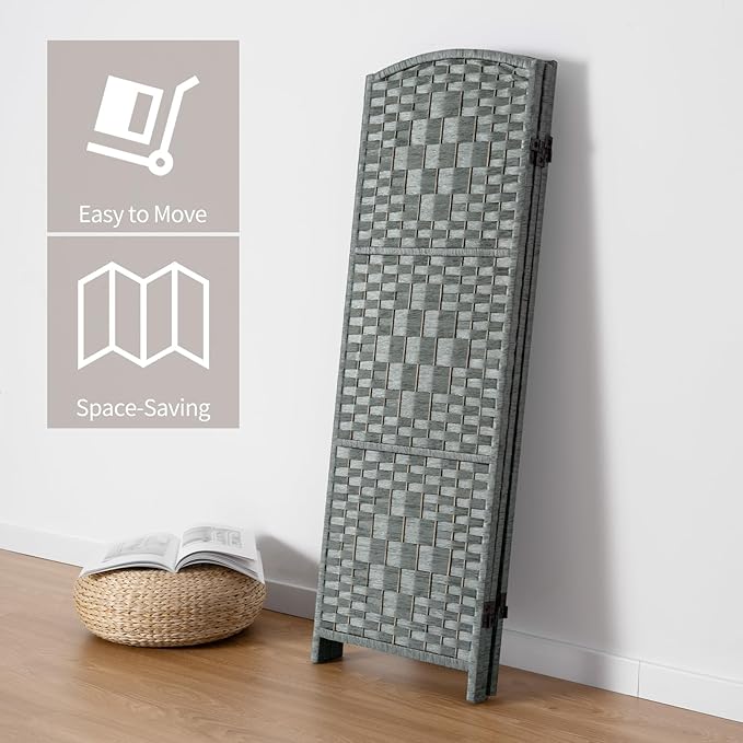 HALLYBEE Small Room Divider, Privacy Screen, Short Room Dividers and Folding Privacy Screens, Foldable Temperary Wall Partitions, 3 Panel Grey Space Separation Separator