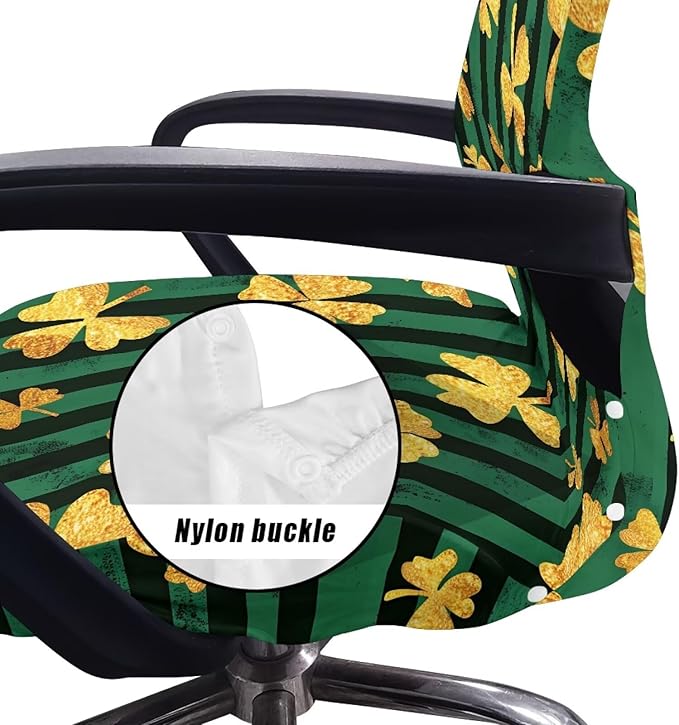 Talayituse Shamrock Stripe Print Office Chair Covers, Stretch Computer Chair Cover Universal Boss Chairs Covers Modern Simplism Style High Back Chairs Slipcover St Patrick's Day Decor, Large