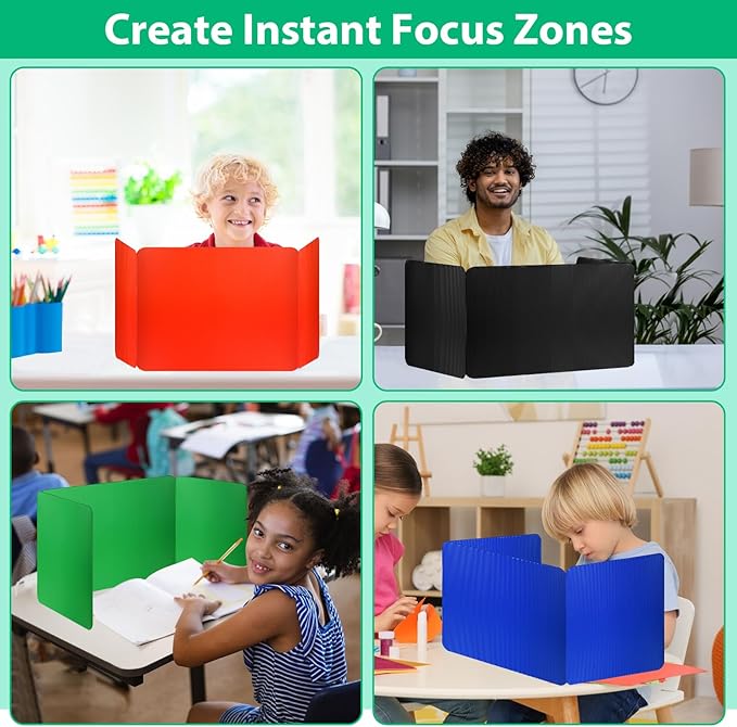 24 Pcs Colorful Desk Dividers for Students, Waterproof Durable Plastic Testing Dividers Privacy Folders for classroom, Easy to Clean, Desk Privacy Panel Classroom Shield Folder Boards Teacher Supplies