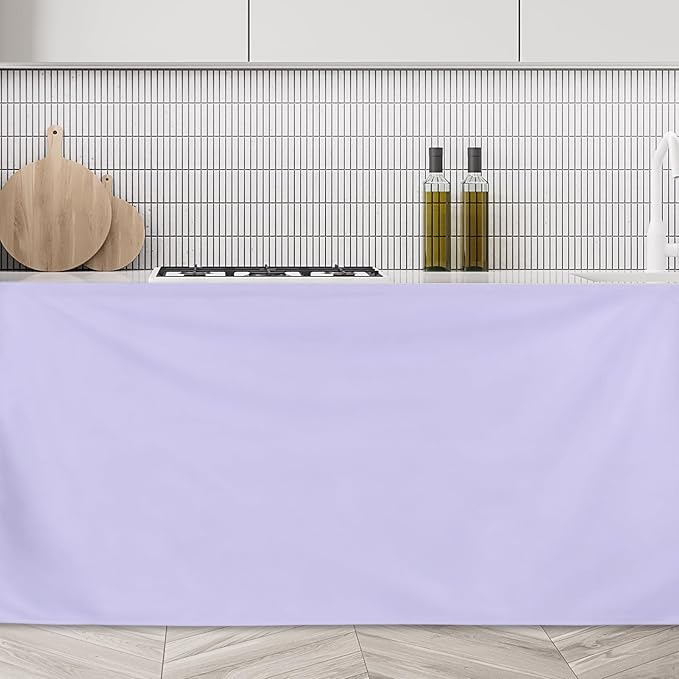 uxcell Cabinet Curtains, Dust Proof Privacy Drape Short Curtain, Hook & Loop Under The Desk Skirt for Kitchen Bathroom Closet Storage Room (35.4" W x 27.6" H, Light Purple)
