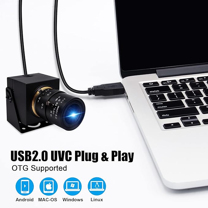 SVPRO 8MP Zoom Webcam for Laptop, 2.8-12mm Lens Manual Focus USB Camera for PC Computer Camera, Windows, Linux, MacOS, Android