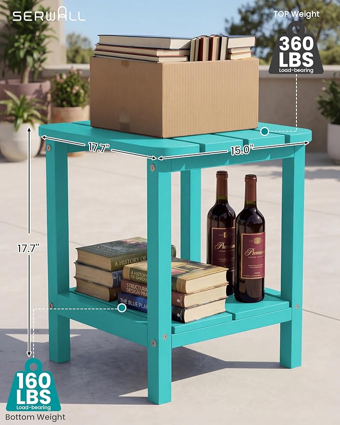SERWALL Double Adirondack Side Table End Table Set of 2- Tiffany