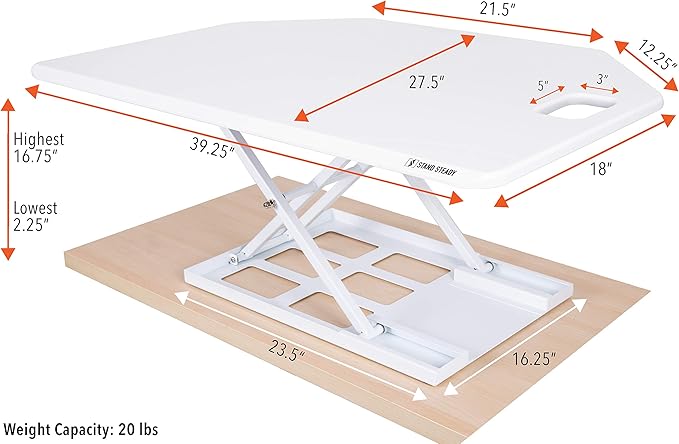 Stand Steady X-Elite Pro | Premier Corner Standing Desk Converter | Extra Large 40 Inch Sit to Stand Workstation | Height Adjustable for Cubicles and L-Shaped Desks (27.25" L x 39.25" W)