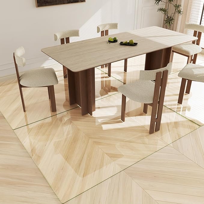 Koonmi Tempered Glass Chair Mat 72"x48" - Premium Office Chair Mat for Hardwood Floors & Low-Pile Carpet with 4 Non-Slip Pads - Thick Scratch-Resistant Surface