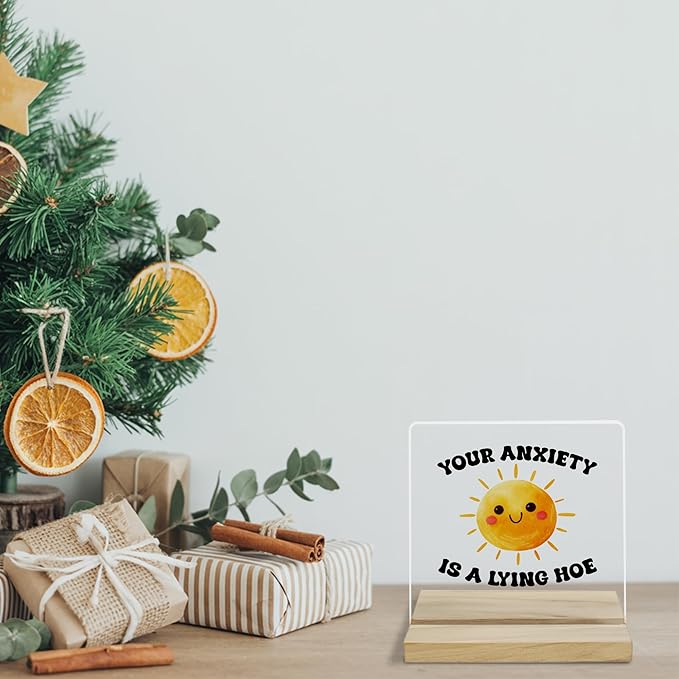 Mental Health Inspirational Desk Sign, Anxiety Relief Acrylic Decor for Women