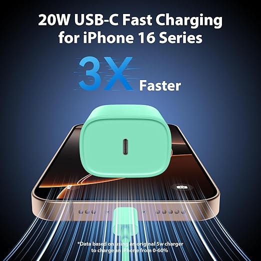 Phone 17 16 15 Charger Fast Charging Type C Chargers USB C Fast Charger Block & Phones 17 Charger Cord 10FT Long USB C Charging Cable for i.Phone 17/17 Pro/17 Pro Max/Air/Phone 16 15 Pro Max,Green