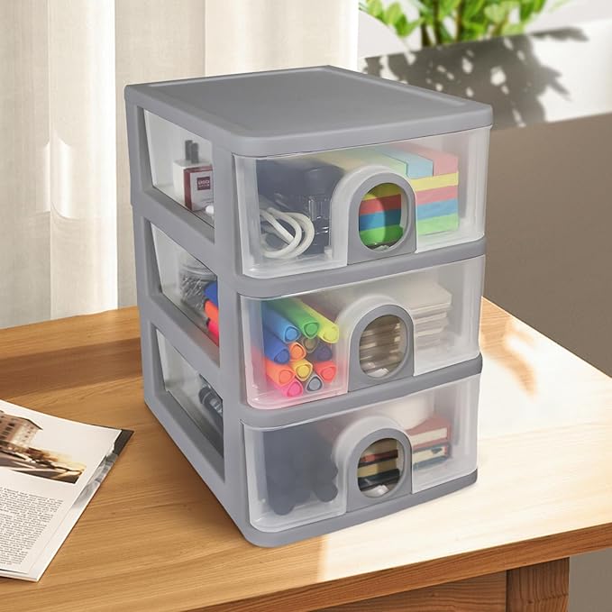 Desktop Storage Drawers Desk Organizer with Drawers, 2 Drawers Organizing Drawers Clear Small Plastic Storage Drawers for Crafts, Accessories, Stationeries, Office Supplies, Pens (1Pack)