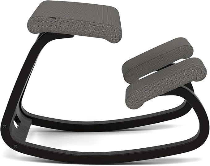 Varier Variable Black/Grey Ergonomic Office Kneeling Chair for Desk – Back Pain Relief, Rocking Seat for Home, Study & Posture Support – 10 Year Quality Guarantee