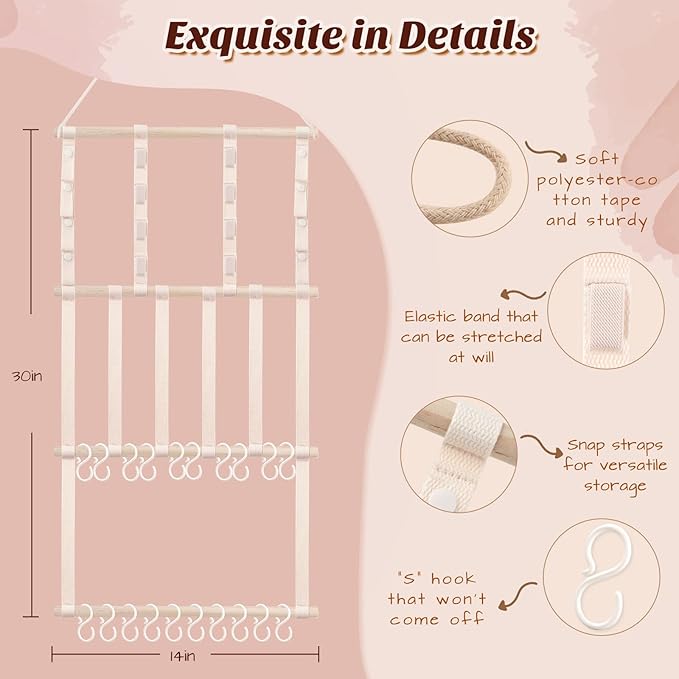POVETIRE Headband Holder Hair Bows Organizer for Girls, Baby Headbands Hair Accessories Organizer Storage Wall Hanging Decor for Toddler Girls Room