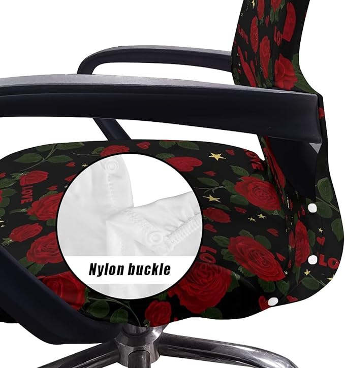 Talayituse Rose Heart Star Print Office Chair Covers, Stretch Computer Chair Cover Universal Boss Chairs Covers Modern Simplism Style High Back Chairs Slipcover Valentine's Day Decor, Small