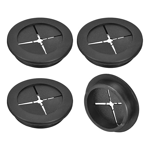 uxcell 4 Pcs Cable Cord Grommet, 2 Inch (50mm) Desk Grommet Flexible Rubber Grommets Wire Hole Cover Pass Through for Office Computer Desk Wire Organizer, Black