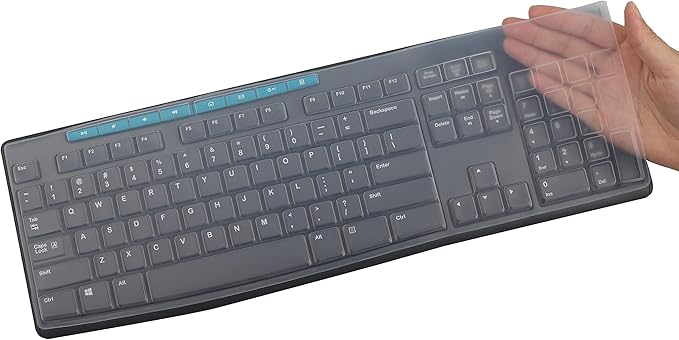 Keyboard Cover for Logitech MK370 MK295 MK275 MK270 Wireless Keyboard, Logitech K200 K260 K270 MK200 MK260 Keyboard Cover Skin Protector (NOT Fit Other Model Keyboards)-Clear