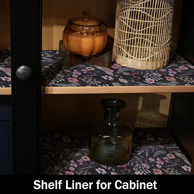 24IN x 10FT Butterfly Shelf and Drawer Liner for Kitchen Cabinets, Non-Adhesive and Strong Non-Slip Floral Shelf Cabinet Drawer Liners for Kitchen, Waterproof Cupboard Liners,Easy to Clean
