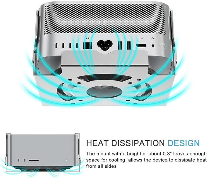 IFCASE Heat Dissipation Design Anti-Scratch Inner Aluminum Under Desk, Wall, Vesa Mount for Mac Studio M4 M3 M2 M1 Max/Ultra (Silver)