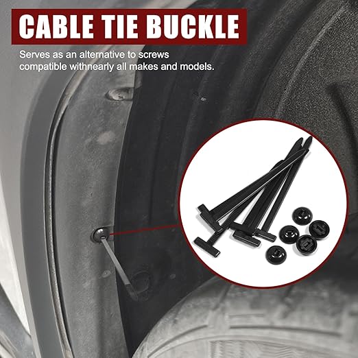 200 Pack Nylon Universal Cable Tie Buckle Zip Tie, Heavy Duty Self-Locking Push Pin with Button Fixion Tools, UV Resistant Plastic Rivet Fasteners for Car Auto Repair (Fender, Bumper, Trunk Liner)