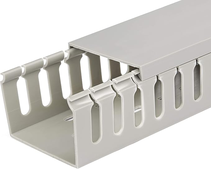 StarTech.com Open Slot Cable Management Raceway with Cover, 3"(75mm) W x 2"(50mm) H - 6.5ft(2m) Length - 1/4"(8mm) Slots, PVC Network Cable Hider/Wall Wire Duct, Max 180 Cables, UL Listed, TAA