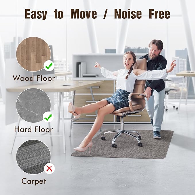 Blvornl Office Chair Mat for Hardwood Floor, 40"x 55" Desk Mat for Hard Wood, Large Anti-Slip Hard Floor Protector Rolling Chair Mat, PVC Mat Desk Rug for Office Home, Dark Grey