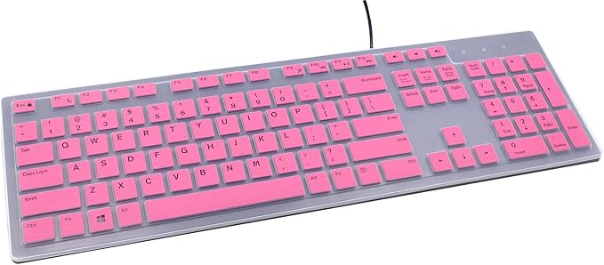 Keyboard Cover Compatible for Dell KM636 KB216 Keyboard, Dell Optiplex 5250 3050 3240 5460 7450 7050, Dell Inspiron AIO 3475 3670 3477, Dell Inspiron 27 7000 7700 7790 All-in-One Keyboard - Pink