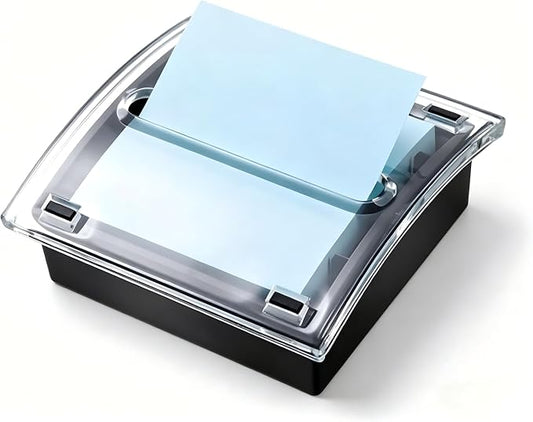 Mimorou 1 Pcs Pop up Sticky Notes Dispenser Sticky Note Holder Black Base Clear Top for 3 x 3 Inches Pad Holder for Acrylic Memo Organizer Fits Reminder School Office Home Store