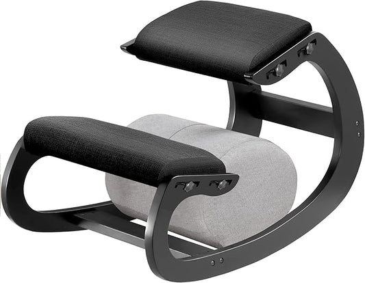 Adjustable Kneeling Chair, Wooden Ergonomic Chair Knee Chair Posture Chair - Improve Your Posture with an Angled Seat for Home,Office (Cylindrical Black)