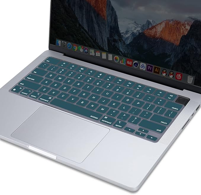 MOSISO Keyboard Cover Skin Compatible with MacBook Air 15 inch M3 A3114 M2 A2941/Air 13.6 A3113 A2681/Pro 14/16 M4 M3 M2 M1, Deep Teal