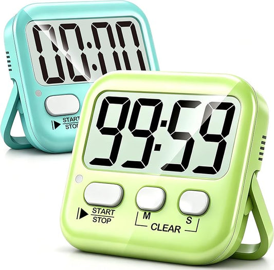 Antonki 2 Pack Digital Timer for Kids, Magnetic Countdown Kitchen Timers for Cooking, Egg, Classroom, Teacher, Exercise, Study, Oven - Battery Included