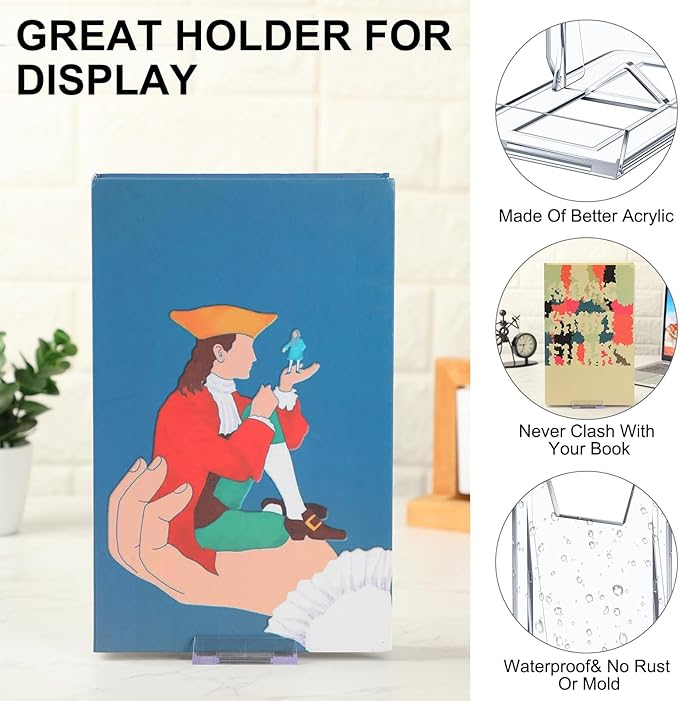 24 Pack Acrylic Book Stand for Display Adjustable Clear Display Holder Easel Collector Stand for Home Office Back to School Comic Album CD Magazine Postcard Artworks (4.2 x 4.3 x 2.35 Inch)