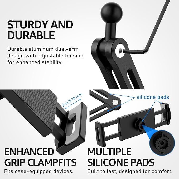 Urmust Adjustable Tablet Wall Mount, iPad Wall Mount Holder with 360° Swivel, Extendable Wall Mount for 4.7-13" Phones & Tablets, Long Arm Foldable Bracket for iPad Pro/Air/Mini,Galaxy Tab, Kindle