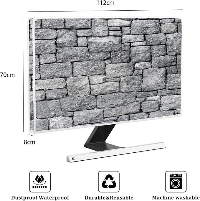 Gray Vintage Wall Waterproof Television Cover 45,46,47,48 Inch Anti-Static Dustproof Protective Full Body Cover for TV Screen Sleeve Compatible with Television LED LCD OLED TVs Protector