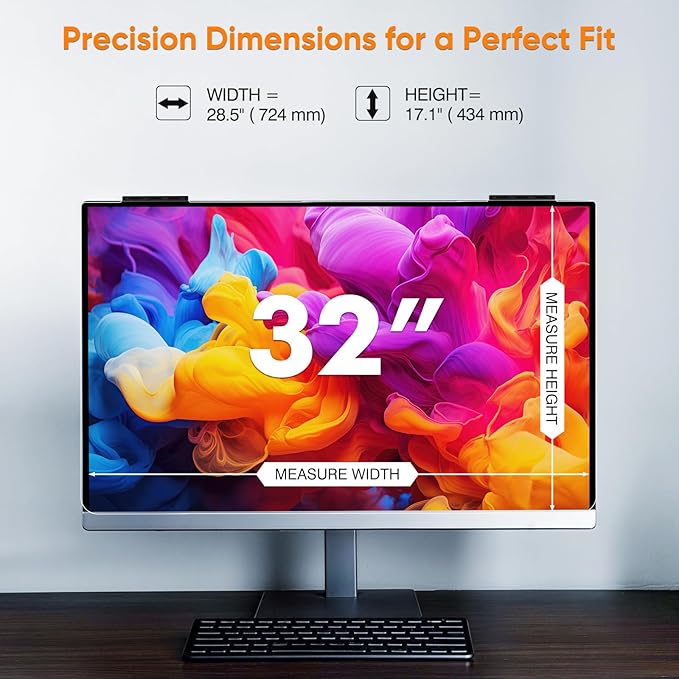 Privacy Screen for Computer Monitor 32 Inch, Anti-Blue Light Screen Protector for Eye Health, Hanging Type, Computer Screen Privacy Shield for Desktop Monitor, Suitable for Office or Home Use