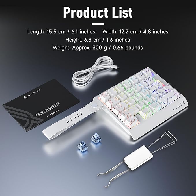 AJAZZ AK029 Wired One Handed Gaming Keyboard,Magnetic Switch, Adjustable Trigger Force, 8KHz Polling, 29 Keys Rapid Fast Mechanical Keyboard, RGB Backlight, SOCD & DKS, Aluminum Plate.