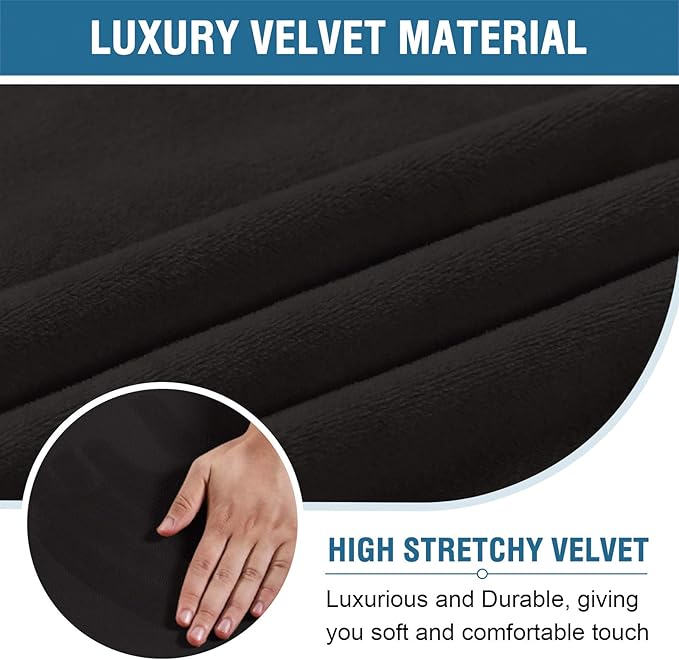 H.VERSAILTEX Velvet Home Office Chair Covers Stretchable Computer Desk Chair Covers Mid - High Back Universal Executive Boss Gaming Seat Cover Removable Machine Washable, Black