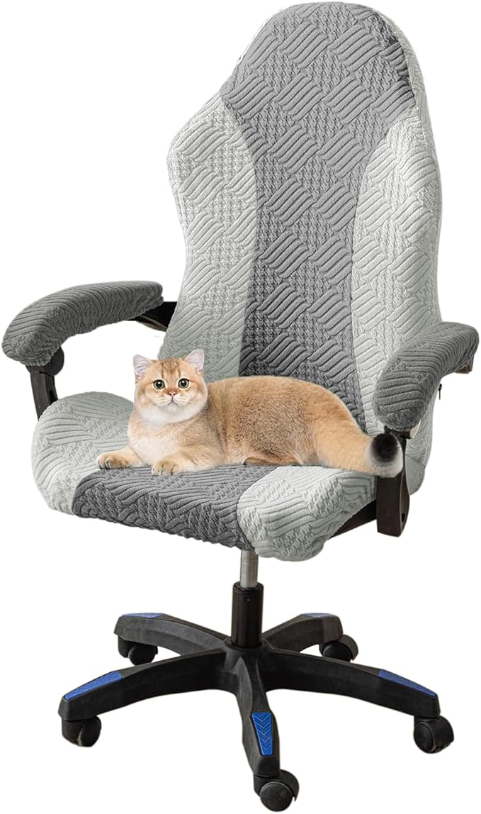 Gaming Chair Cover - Stretchable Machine Washable Fabric Computer Chair Seat Slipcovers Fits Most Office/PC Chairs & Racing Style Seats (NO Chair)
