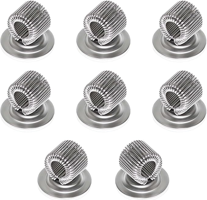 8 Pcs Manganese Steel Pen Holder Clips Self Adhesive Pencil Organizer with Adjustable Spring Loop for Erase Board Whiteboard Bulletin Board Refrigerator Map Office Home Fit Any Size (Silver)
