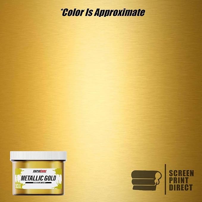 Rapid Cure® Screen Printing Ink Gold (3.5 Gallon - 448oz.) - Plastisol Ink for Screen Printing, Fast Curing Fabric Paint - Screen Print Direct®, USA Made
