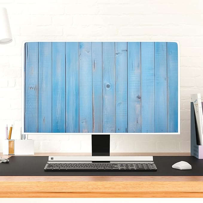 Waterproof TV Screen Covers 55 Inch Anti-Static Waterproof Weatherproof Dust-Proof Dust Cover Protective Sleeve Compatible with Television LED LCD OLED TVs，Blue Wooden Board
