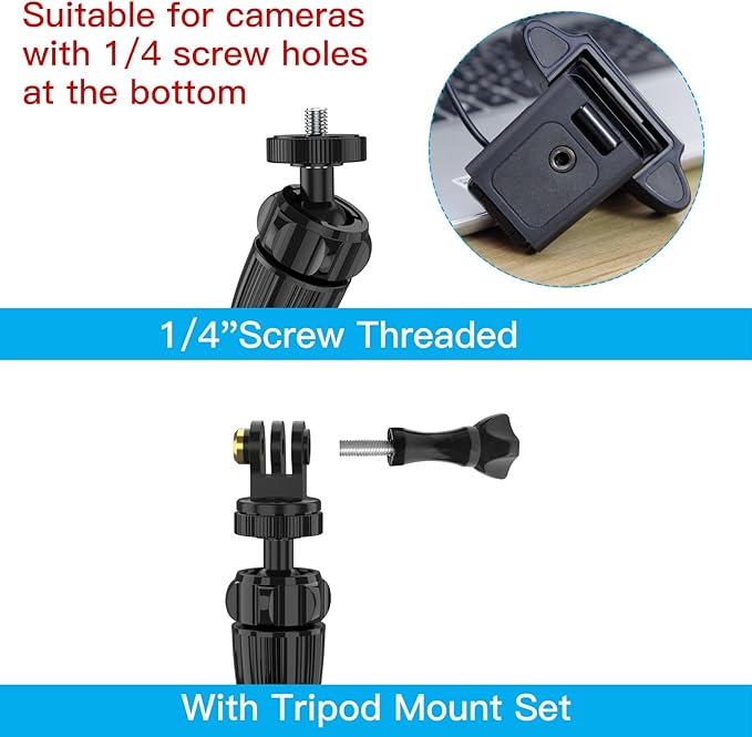 Smatree Flexible Jaws Flex Clamp Mount Gooseneck Extension Compatible for OSMO 360,Webcam C925e/C922x/C922/C930e/C930/C920x,N60/Hello Cam,Gopro Hero13/12/11/10/9/8/7/6/5/4/2018/Arlo Ultra/Pro 2/Pro 3
