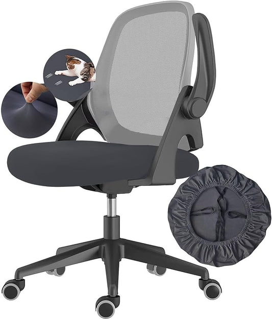Office Chair Covers Set, Stretchable Washable Chair Cover, Universal Fit for Desk Chairs, Gaming Chairs, Home Office Fabric Protectors Slipcover (Seat Cover - Dark Grey)