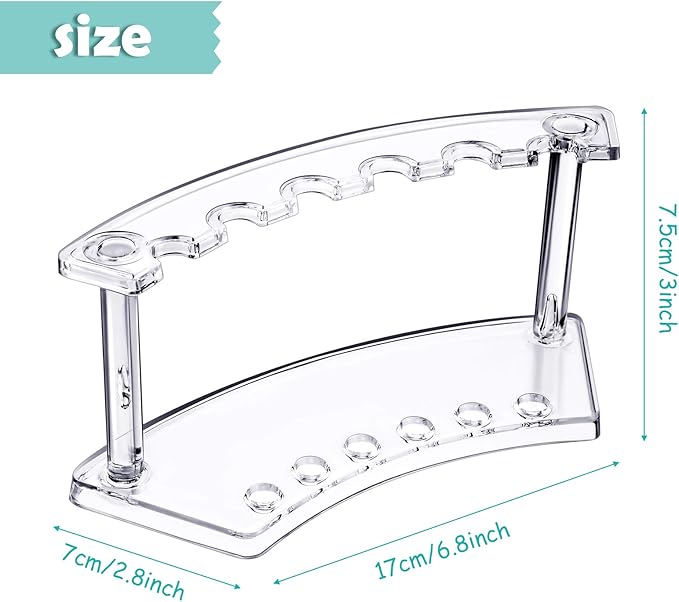 Tinlade 2 Pieces Plastic Pen Holder Stand Display Rack 6-Slot Pen Makeup Brush Rack Organizer Eyebrow Stand for School Office Home Store(Clear,black)