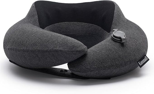 Keemall Inflatable Neck Pillow, Premium Travel Neck Pillow for Airplane Headrest Sleep - 3rd Generation, Double Comfort Plane Pillow for Long Flight