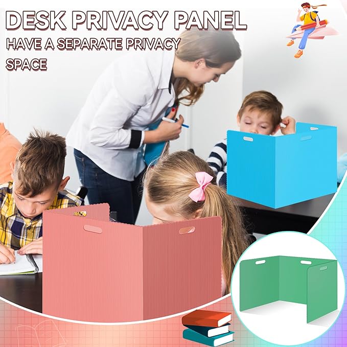 12 Pcs Desk Dividers for Students Classroom Plastic Privacy Folders Colored Test Dividers for Students Desks Trifold Privacy Panel Partitions for School Teacher Supplies(Multicolor)
