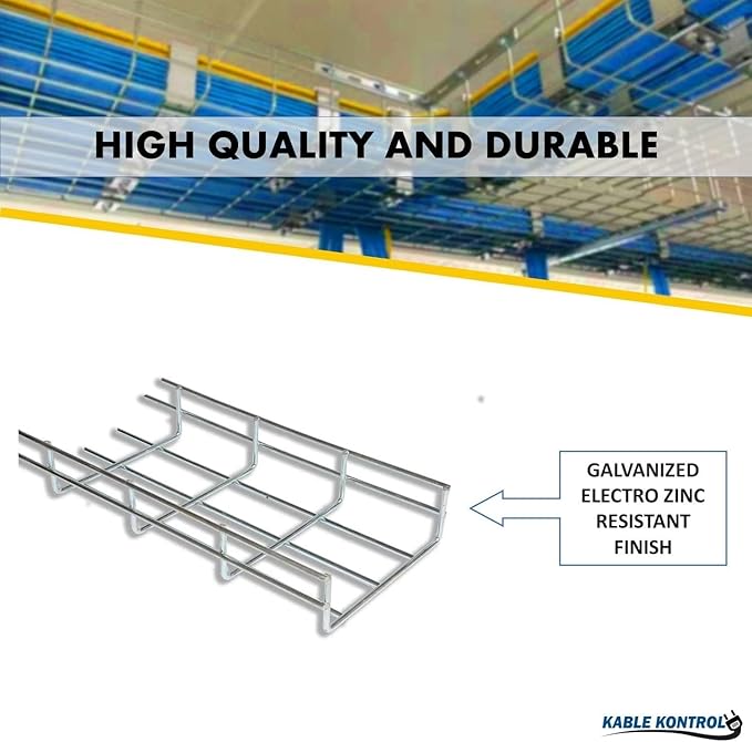 Kable Kontrol Cable Tray - 10 Feet Long x 6" W x 2” H - 30 Pcs Bulk Pack - Wire Mesh Tray Cable Management Rack Cords Organizer Cable Basket, Zinc Plated Steel NEC Approved for Network, Fiber Optic