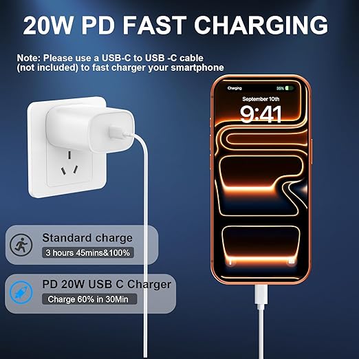 Phone 17 16 15 Charger Fast Charging Type C Chargers USB C Fast Charger Block & Phones 17 Charger Cord 12FT Long USB C Charging Cable for i.Phone 17/17 Pro/17 Pro Max/Air/Phone 16 15 Pro Max,White