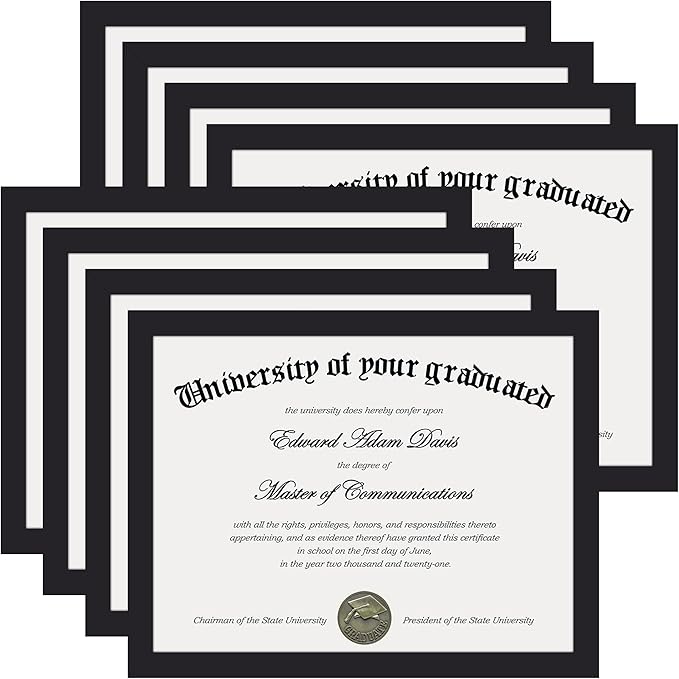 upsimples Certificate Frame with Clear Plexiglass, 8.5 by 11 Picture Diploma Document Degree Frame for Wall and Tabletop, Black, 8 Pack