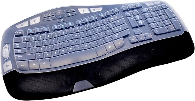Silicone Keyboard Skin Cover Compatible for Logitech K350 MK550 MK570 Wireless Wave Keyboard, Logitech K350 MK550 MK570 Keyboard Skin (Clear)