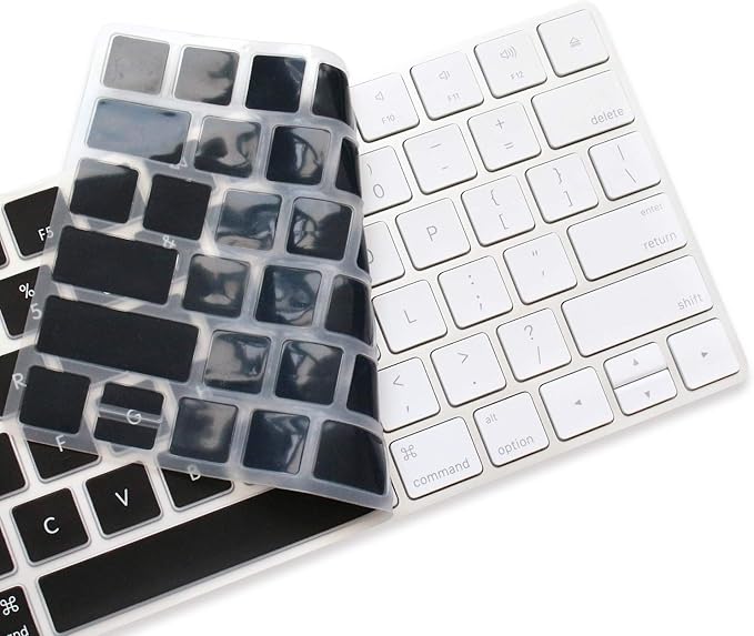 ProElife Ultra Thin Silicone Keyboard Protector Cover Skin for Apple Magic Keyboard & Magic Keyboard 2 (U.S Version, Model: MLA22L/A-A1644, Without Numeric Keypad) (Black)
