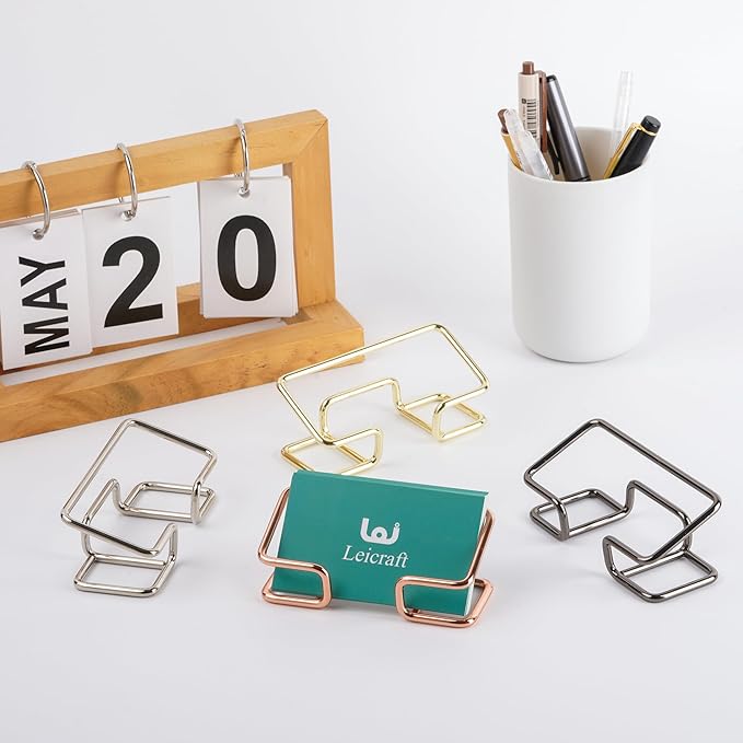 Business Card Holder for Desk, Cute Metal Card Organizers and Office Desk Accessories for Men and Women (Silver)