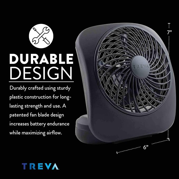 Treva 5 Inch Battery Powered Fan Portable Desk Fan 2 Cooling Speeds with Compact Folding & Tilt Design Cubicle Accessories Small Portable 2 Pack (Black)