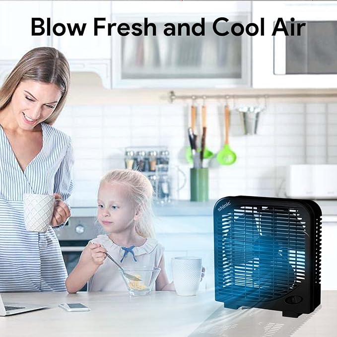 shinic 2 Packs 10" Tabletop Box Fan, 2 Speeds, Quiet Table Fan with Strong Airflow, Energy Efficient Small Box Fan, Portable Kitchen Exhaust Fan for Bedroom Bathroom Office Dorm Workshop, Green