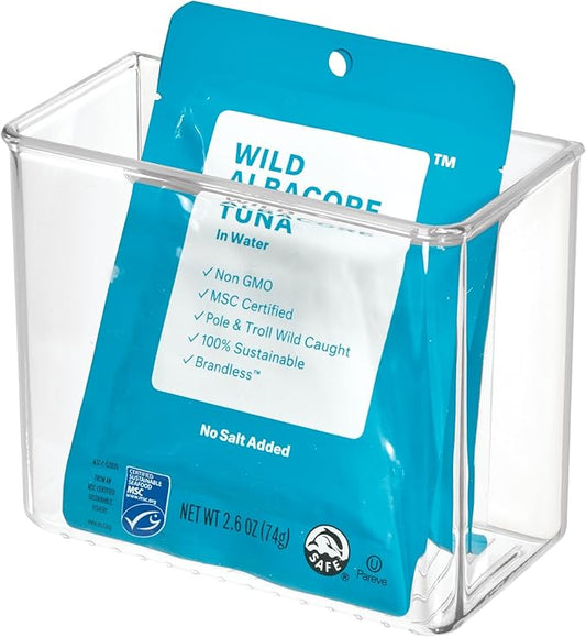 iDesign Adhesive Organizer Bin - Damage-Free Hanging for Kitchen, Bathroom, or Office - Clear